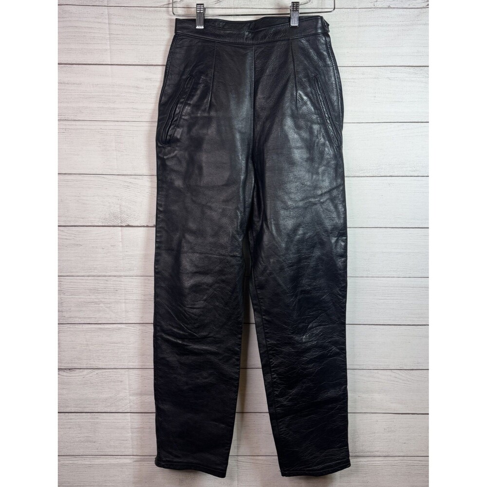 Vintage 60s 70s Black Leather Biker Pant 28x28 Talon Zipper Motorcycle Moto USA
